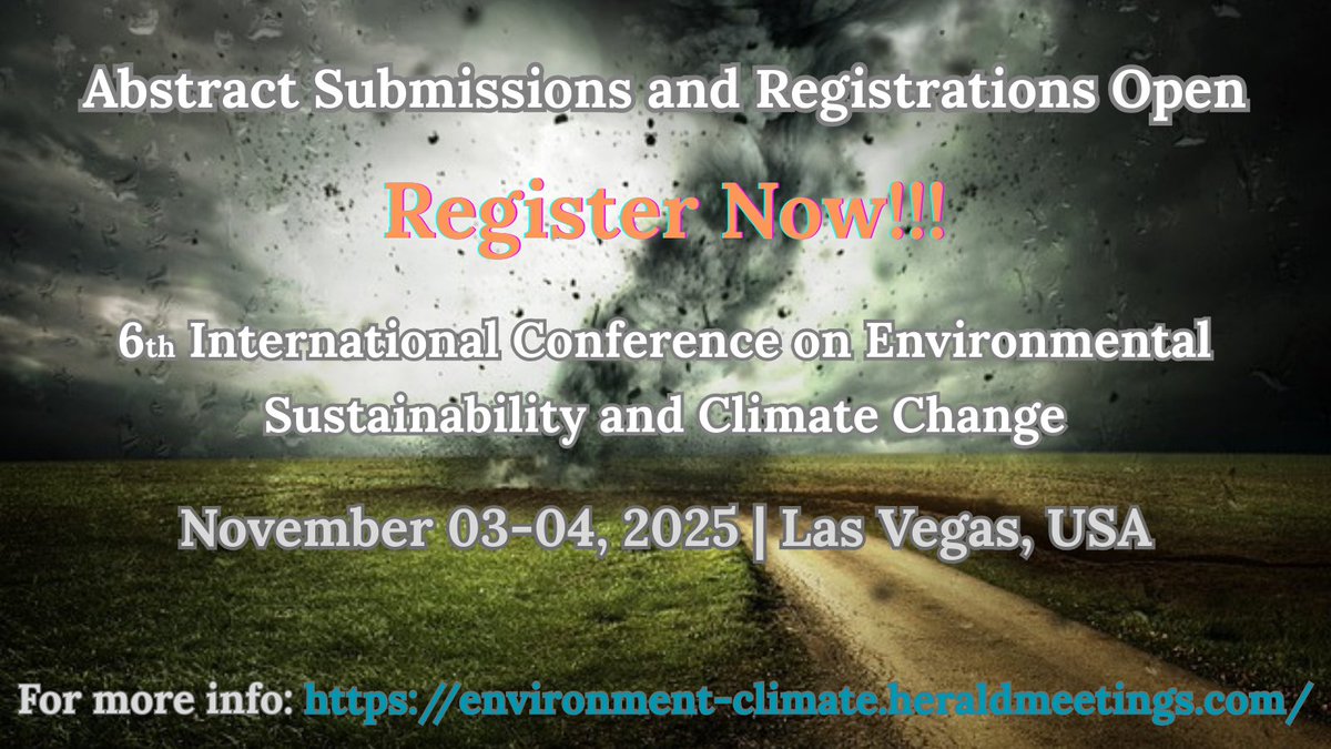 SJones24135's tweet image. 🌍 Confirm your spot as a speaker or delegate at #ClimateChange2025!
📍 Las Vegas | 🗓️ Nov 03–04
#SpeakerOpportunity #DelegatePass #ClimateAction #NetZero #SustainabilityConference #LasVegas2025 #ClimateSolutions #GreenInnovation #EnvironmentalLeadership