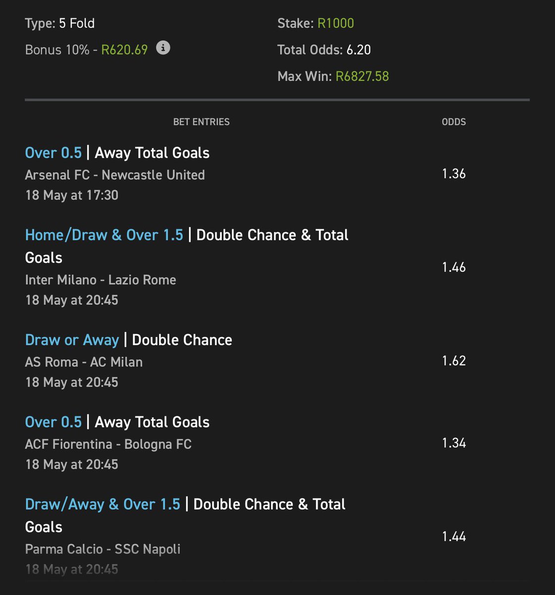 HOPE (@hopethesniper) on Twitter photo EASYBET🔥YOU DON’T WANNA MISS THIS ONE📝ABOUT 95% CHANCE🤝✨
⚡️6.20 ODDS
🧾 BETCODE : 03-228053
⏳ KICK-OFF @ 17:30
🔗BETSLIP LINK : easybet.co.za/sports?bookedB…
🪂Not yet on <a href="/Easybet_SA/">Easybet South Africa</a>? Kindly use the promo link & promo code below to join & GET a R50 sign up bonus 💛
🍯Promo EASYBET🔥YOU DON’T WANNA MISS THIS ONE📝ABOUT 95% CHANCE🤝✨
⚡️6.20 ODDS
🧾 BETCODE : 03-228053
⏳ KICK-OFF @ 17:30
🔗BETSLIP LINK : easybet.co.za/sports?bookedB…
🪂Not yet on <a href="/Easybet_SA/">Easybet South Africa</a>? Kindly use the promo link & promo code below to join & GET a R50 sign up bonus 💛
🍯Promo