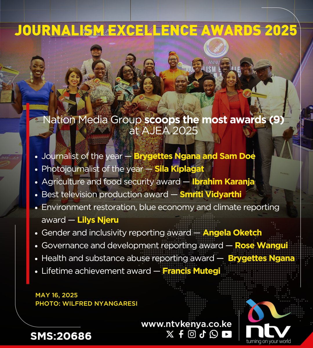 Nation Media Group scoops the most Awards (9) during the MCK Annual Journalism Excellence (AJEA) Awards 2025
