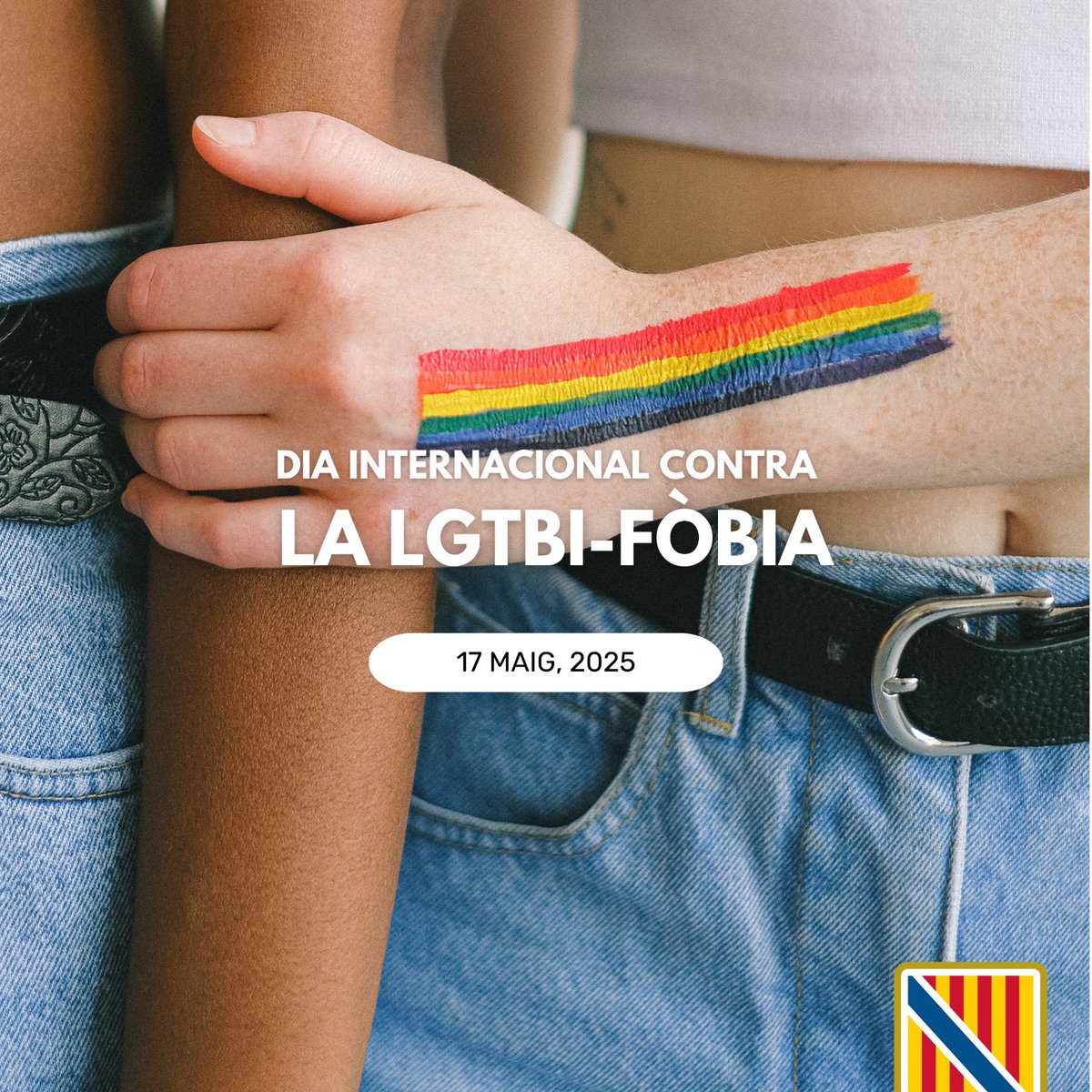 Reivindicam avui, dia contra la #LGTBIQFobia, la llibertat individual i la no discriminació per a totes les persones, siguin com siguin i estimin a qui estimin. Només des del respecte, la llibertat i la diversitat podrem avançar cap a una societat més diversa, rica i plural.