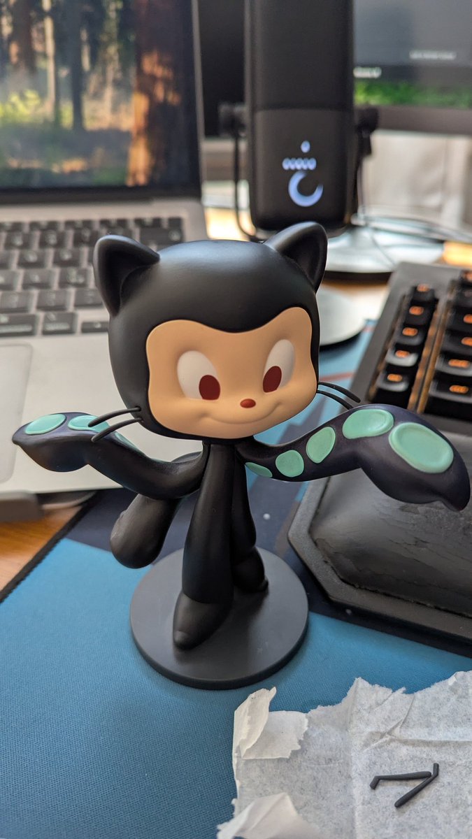 Balastrong's tweet image. Whiskers replacement in progress 🚧
Glad @github also packs a couple extra pairs just in case 😸