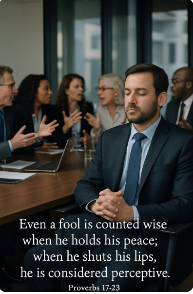 Even a fool is counted wise
when he holds his peace,
when he shuts his lips,
he is considered perceptive