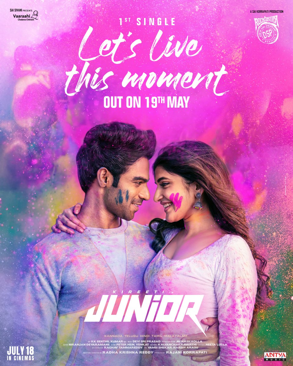 Sreeleela (@sreeleela14) on Twitter photo #Junior first single #LetsLiveThisMoment out on May 19th ❤️🔥
A Rockstar <a href="/ThisIsDSP/">DEVI SRI PRASAD</a> musical 🎶
#JuniorOnJuly18th
<a href="/geneliad/">Genelia Deshmukh</a> <a href="/KireetiOfficial/">Kireeti</a> <a href="/DOPSenthilKumar/">KK Senthil Kumar ISC</a> <a href="/rk91_reddy/">Radhakrishna reddy</a> <a href="/ThisIsDSP/">DEVI SRI PRASAD</a> <a href="/CrazystarL/">V.Ravichandran Loka</a> <a href="/neeta_lulla/">Neeta Lulla</a> <a href="/PeterHeinOffl/">Peter Hein</a> <a href="/VaaraahiCC/">Vaaraahi Chalana Chitram</a> <a href="/SaiKorrapati_/">Sai Korrapati</a> <a href="/adityamusic/">Aditya Music</a> #Junior first single #LetsLiveThisMoment out on May 19th ❤️🔥
A Rockstar <a href="/ThisIsDSP/">DEVI SRI PRASAD</a> musical 🎶
#JuniorOnJuly18th
<a href="/geneliad/">Genelia Deshmukh</a> <a href="/KireetiOfficial/">Kireeti</a> <a href="/DOPSenthilKumar/">KK Senthil Kumar ISC</a> <a href="/rk91_reddy/">Radhakrishna reddy</a> <a href="/ThisIsDSP/">DEVI SRI PRASAD</a> <a href="/CrazystarL/">V.Ravichandran Loka</a> <a href="/neeta_lulla/">Neeta Lulla</a> <a href="/PeterHeinOffl/">Peter Hein</a> <a href="/VaaraahiCC/">Vaaraahi Chalana Chitram</a> <a href="/SaiKorrapati_/">Sai Korrapati</a> <a href="/adityamusic/">Aditya Music</a>