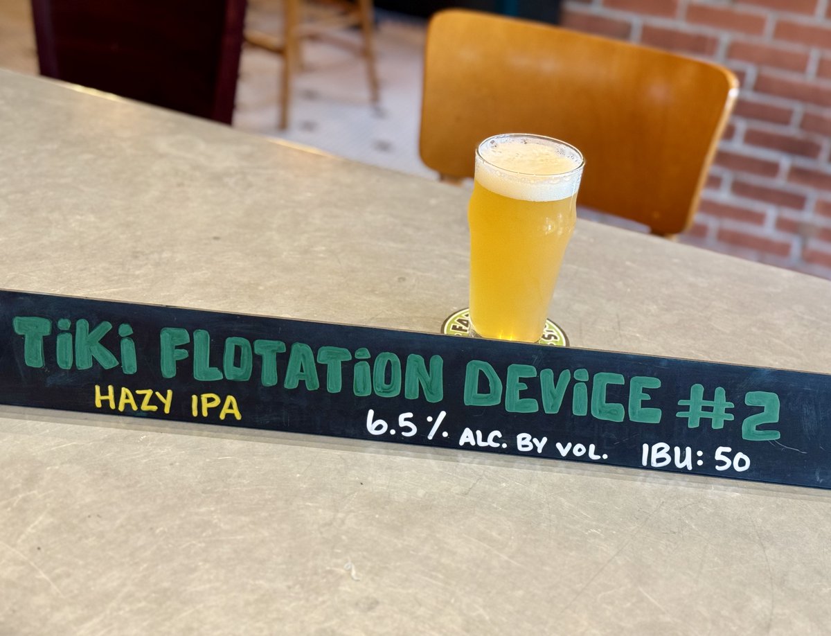 New summer hazy🚨! Tiki Flotation Device #2 is #NowOnTap🍻 Juicy &amp; velvety smooth with notes of fruit punch and mixed berry, undertones of lemon/lime zest, and a hint of grapefruit bitterness. 6.5% ABV / 50 IBU