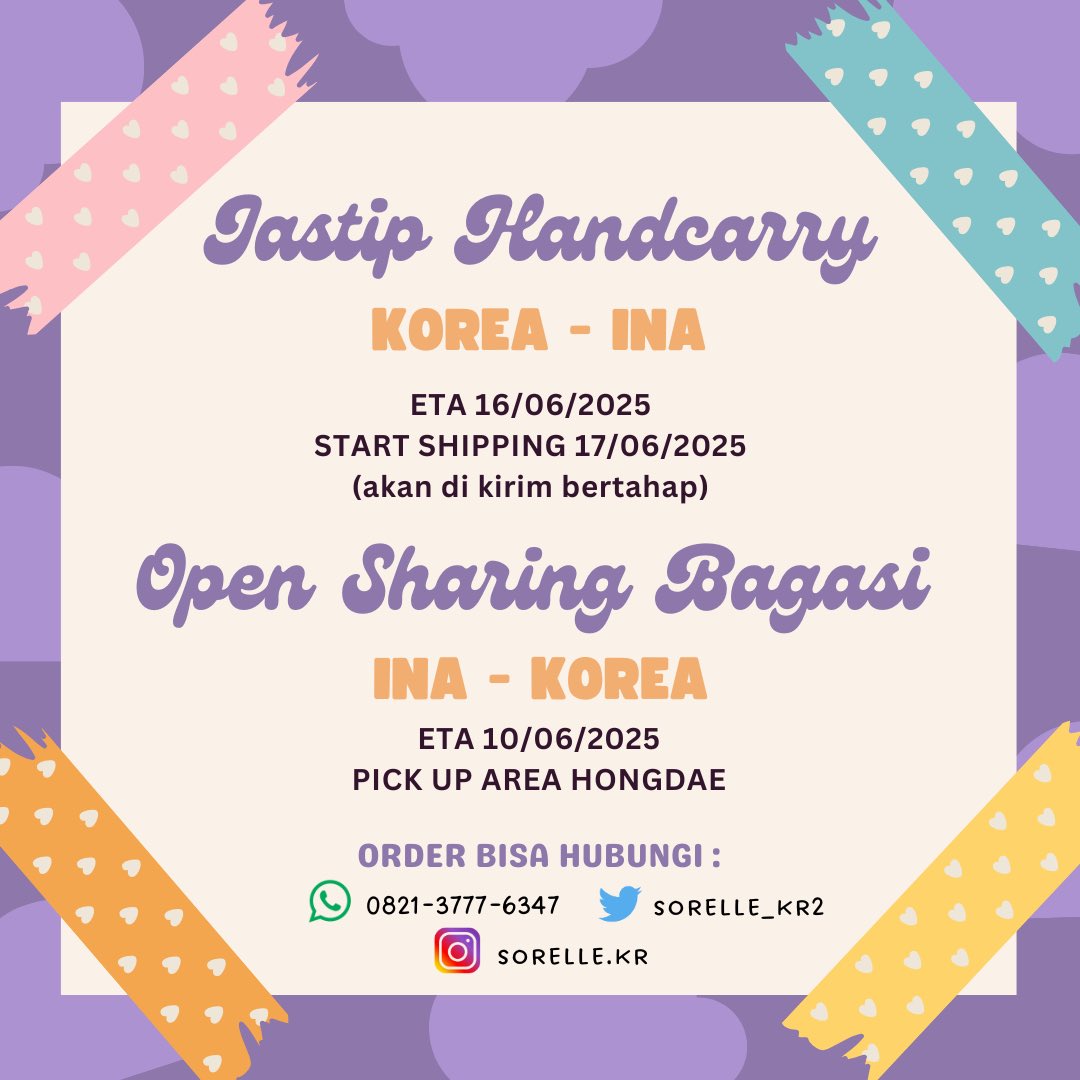 backupsorellekr's tweet photo. Help RT 🙏🏻
Hi sorelle lagi open jastip handcarry 
Korea - INA dan sharing bagasi dari INA - Korea

✨ETA INA - KOREA
10/06/2025
Area Pick Up HONGDAE
✨ETA KOREA - INA
16/06/2025
✨Start Pengiriman 
17/06/2025
(Dilakukan bertahap yaa)

tag wts wtb hc kr https://t.co/gTU7wEPLTu