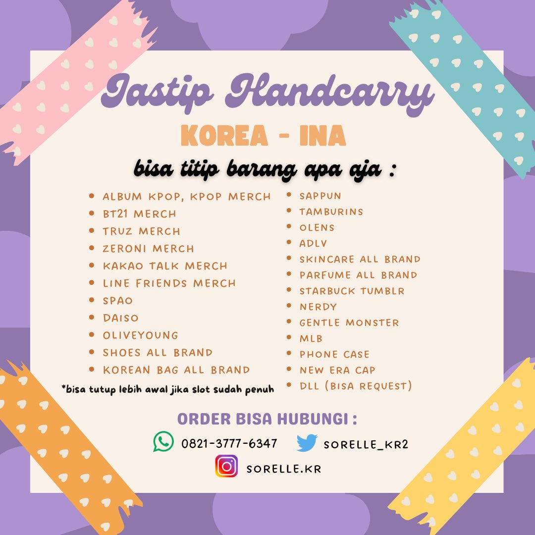 backupsorellekr's tweet photo. Help RT 🙏🏻
Hi sorelle lagi open jastip handcarry 
Korea - INA dan sharing bagasi dari INA - Korea

✨ETA INA - KOREA
10/06/2025
Area Pick Up HONGDAE
✨ETA KOREA - INA
16/06/2025
✨Start Pengiriman 
17/06/2025
(Dilakukan bertahap yaa)

tag wts wtb hc kr https://t.co/gTU7wEPLTu