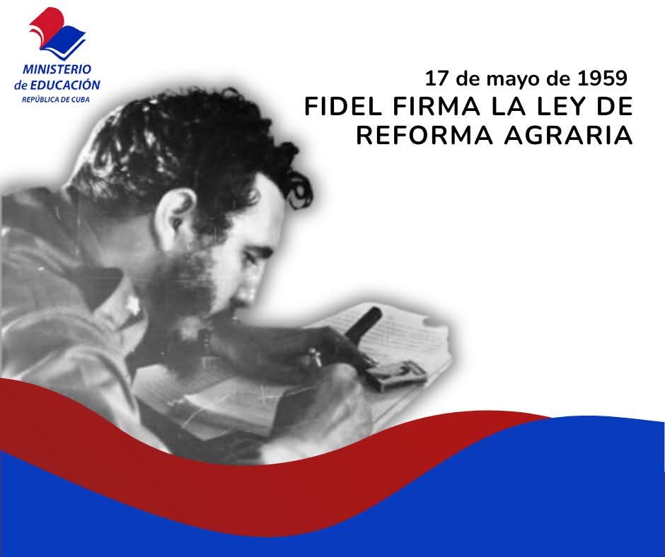🇨🇺 El 17 de mayo de 1959 el líder histórico de la Revolución Cubana, Fidel Castro Ruz, firmó en la Comandancia de la Plata la Ley de Reforma Agraria, con lo cual se entregaba la tierra a sus verdaderos dueños, los campesinos que la trabajaban.
#CubaMined