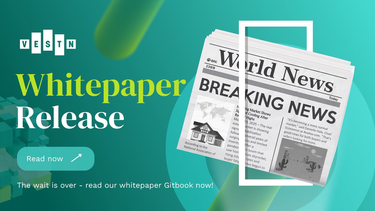 After months of research, design, and refinement, we’re proud to unveil the VESTN Whitepaper, now publicly available.

This release outlines the foundation and future of VESTN — including our vision, product roadmap, token utility, and how we’re bringing real-world asset