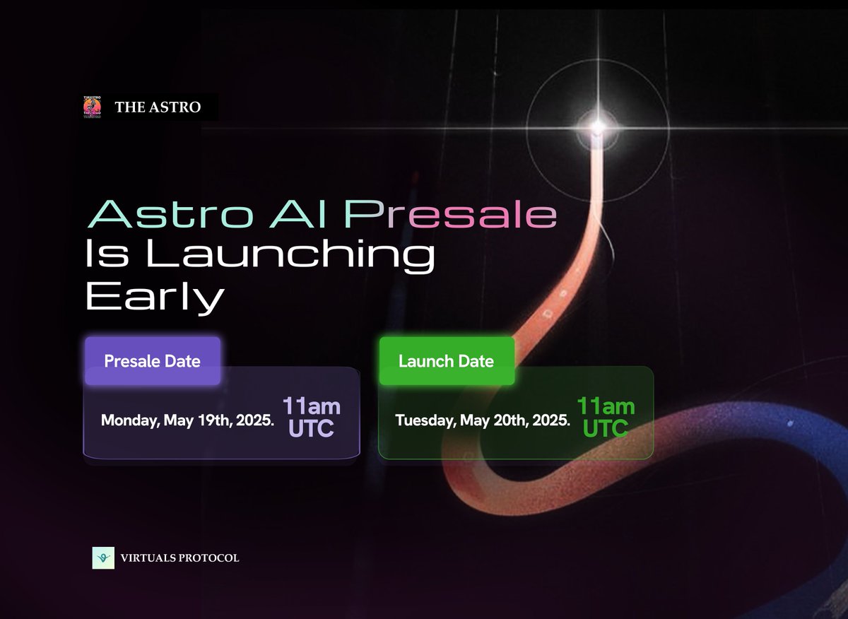 theastro_ai's tweet image. Update: Astro AI Presale is going live 1 day ahead of schedule!
We’ve checked in with our dev team, tech systems and partners and everything’s ready earlier than expected, so why wait?
Why the early launch?
✅ Contracts + infra are 100% ready
✅ Oracles and data feeds synced…