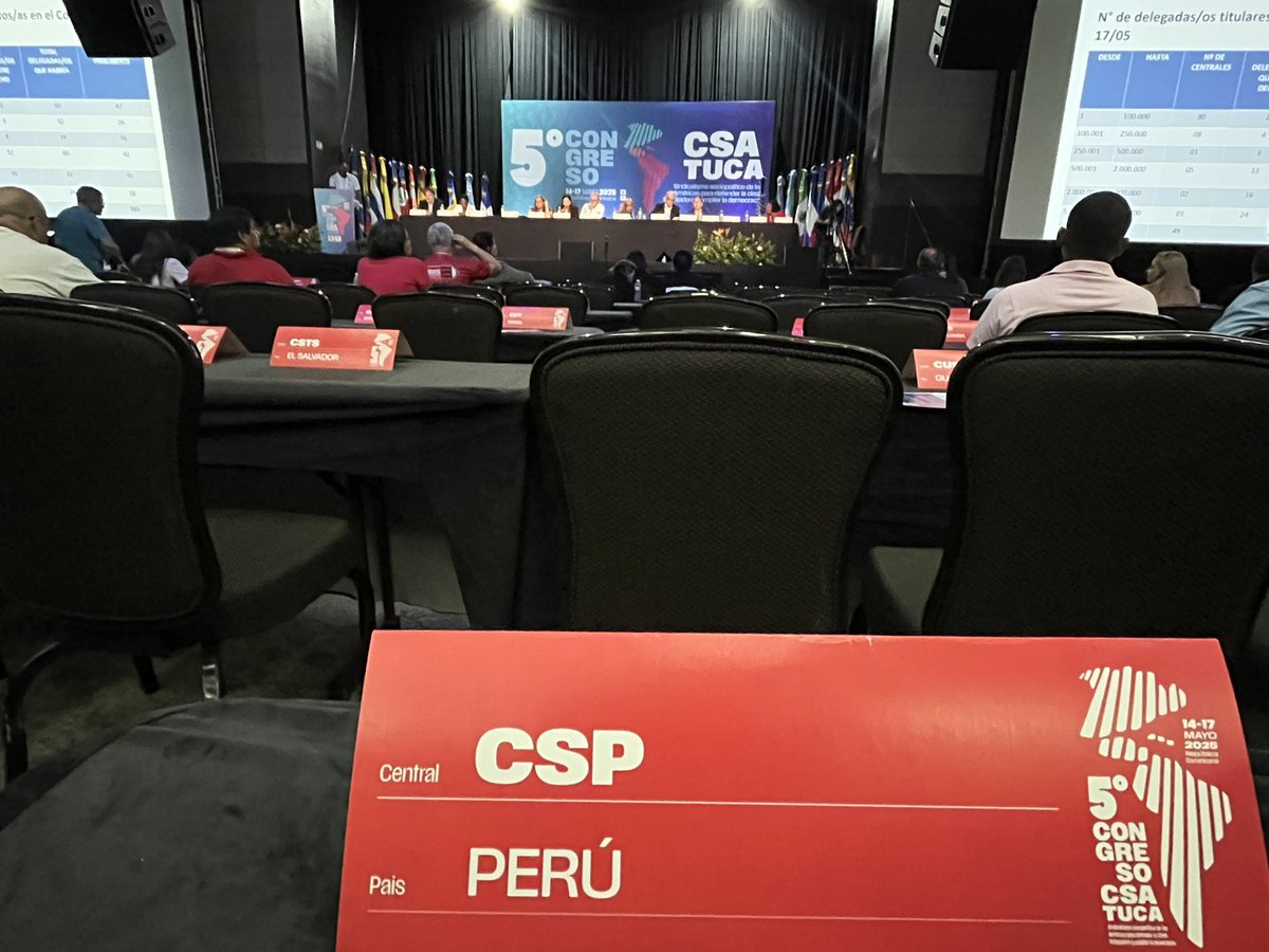 CSP_1971's tweet photo. #RepúblicaDominicana
Inicia última sesión de 5to Congreso de @CSA_TUCA 
Informe final de comisión de credenciales y resoluciones 
Un congreso que fortalece el sindicalismo sociopolítico de las Américas, para defender clase trabajadora y ampliar
democracia
#VConferenciaCSATUCARD https://t.co/W7zStgCssg