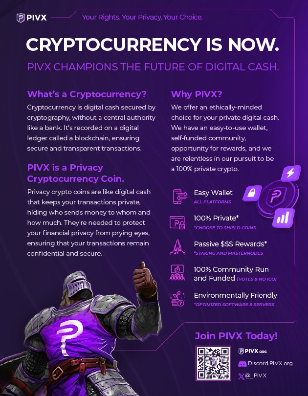 <a href="/CrashiusClay69/">Crash</a> You might also want to explore $PIVX. It's a privacy-centric coin with a strong focus on community and sustainability. 

PIVX offers:
✅ Fast, private transactions
✅ Low fees
✅ Eco-friendly PoS
✅Earn through staking &amp; masternodes

Visit PIVX.org to learn more