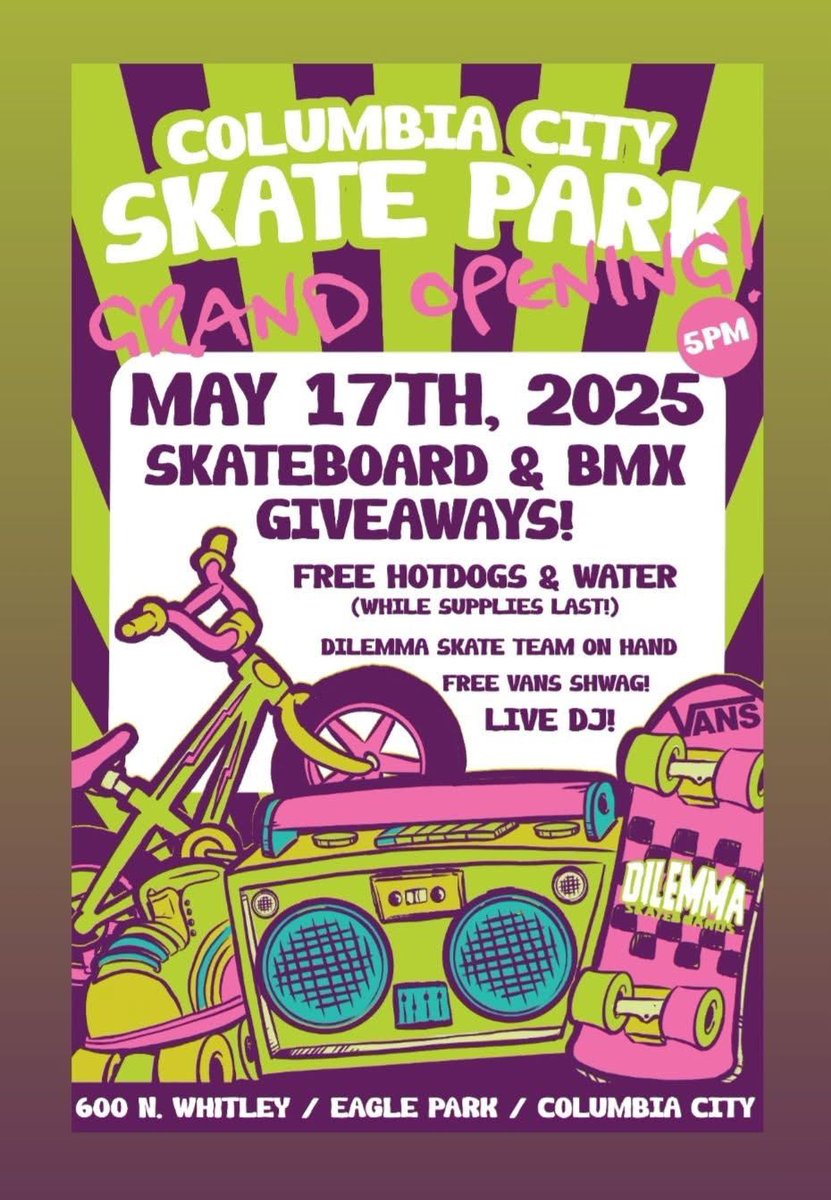 Columbia City Skatepark opens today! 🛹 🛹 🛹 #hungerskateparks