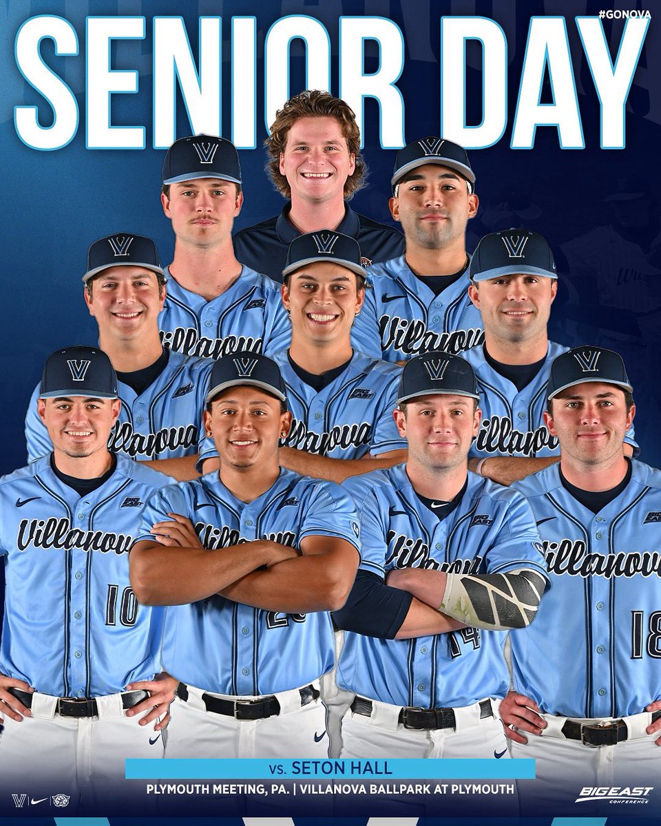 VUBaseball's tweet image. Celebrating our 𝑺𝑬𝑵𝑰𝑶𝑹𝑺🎓✌️

📍: Plymouth Meeting, PA
🆚: Seton Hall
📺: FloBaseball | tinyurl.com/2dvjn6cs

#GoNova