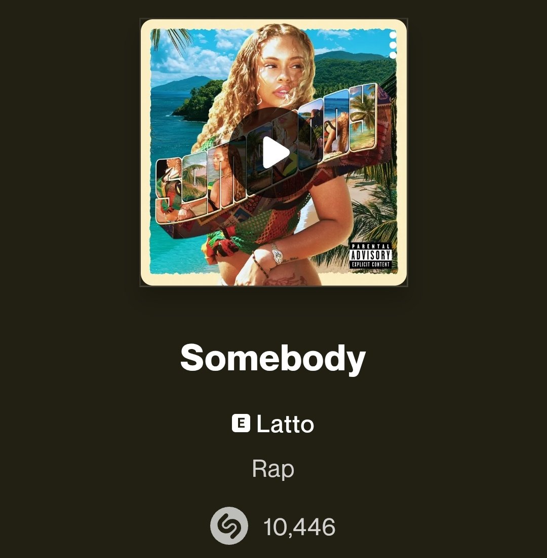 lattostatistics's tweet photo. .@Latto's “Somebody” has now surpassed 10.4k shazams.

— (+1,964) https://t.co/rrOceq7clI