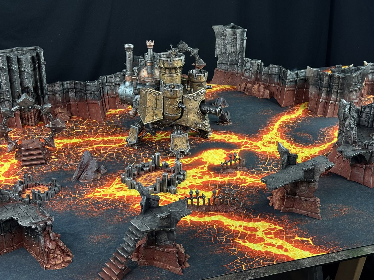 The Chaos Citadel setup - surprisingly this is all the painted CC scenery we have, a situation I need to remedy