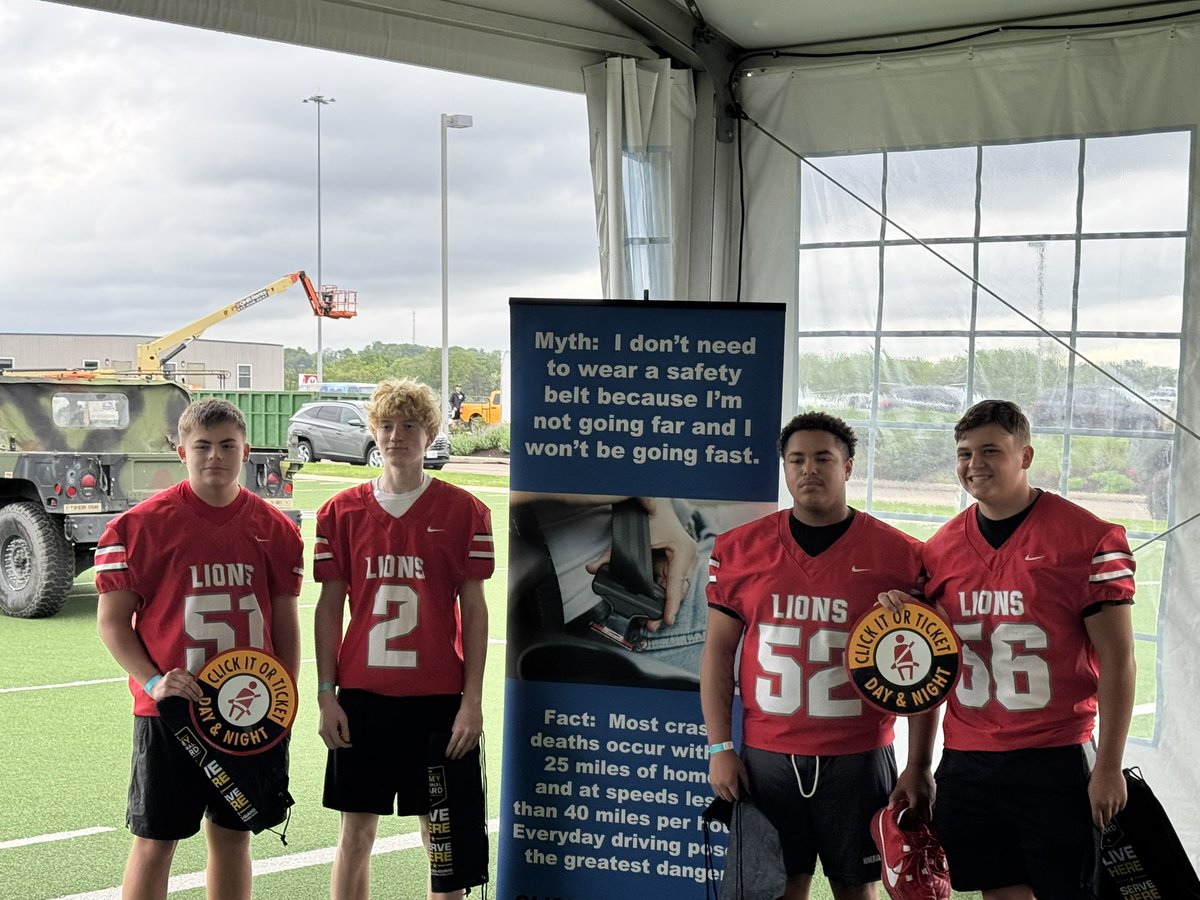 Minerva Lions football out at the Pro Football HOF for the Seatbelt Challenge today!!! Go Lions!!!