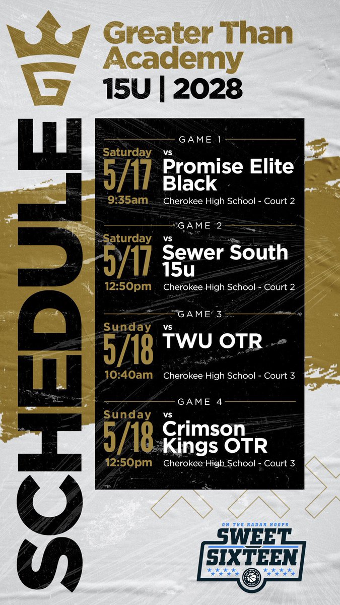 👑 Greater than Academy 15u Roster

👑 On the Radar Sweet 16 Schedule

<a href="/Tremaine2028/">Tremaine Alford</a> <a href="/Jamykalarthur4/">Jamykal Arthur</a> <a href="/thejoshcooper24/">Josh Cooper</a> <a href="/ac2tall/">Anderson Clemons</a> <a href="/G_Cox2028/">Griffin Cox</a> <a href="/AD_gta2028/">AD_baskeballlife🙏🏽</a>