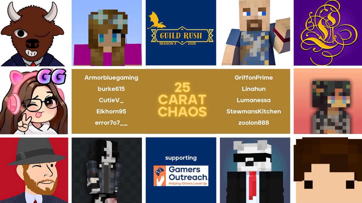 DragonfellSMP's tweet photo. These teammates have hearts of pure gold! 25 Carat Chaos is bringing the bling to Guild Rush Season Three! https://t.co/Yw4VRoSl04 https://t.co/4eaACumGXe