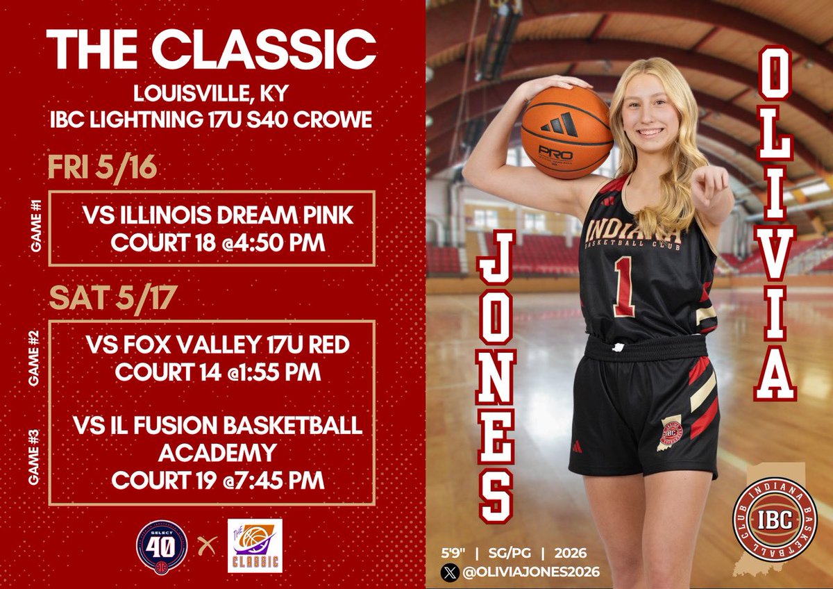 Olivia Jones (@oliviajones2026) on Twitter photo Day 2 at The Classic! Our <a href="/IBCLightningS40/">Indiana Basketball Club Lightning</a> team got the W last night, we are back at it today! <a href="/IBCWBB/">Indiana Basketball Club</a> Day 2 at The Classic! Our <a href="/IBCLightningS40/">Indiana Basketball Club Lightning</a> team got the W last night, we are back at it today! <a href="/IBCWBB/">Indiana Basketball Club</a>