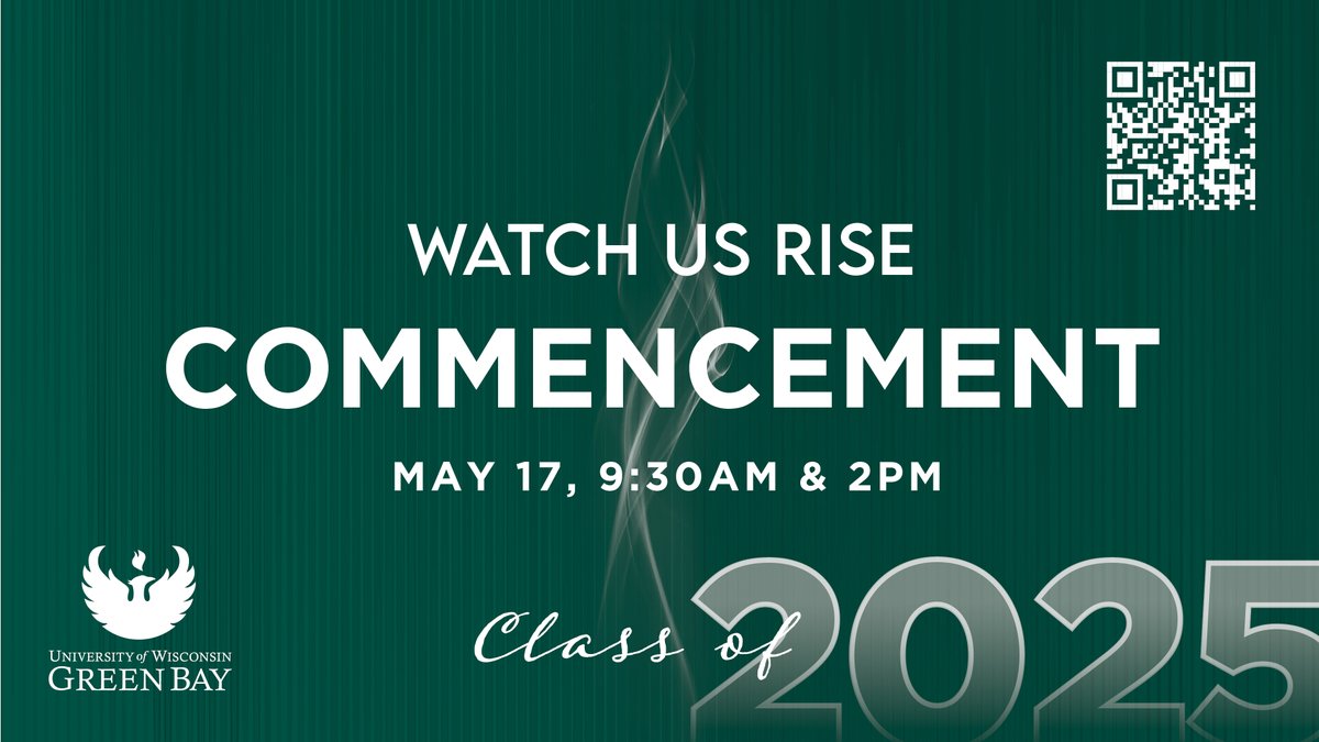 Good morning and happy commencement day! 🎓 Join us at this link for the 9:30 a.m. ceremony livestream as we graduate our largest class yet:
brnw.ch/21wSJaN

Morning Commencement Program: brnw.ch/21wSJaM
#LifeAtUWGB #UWGBGrad