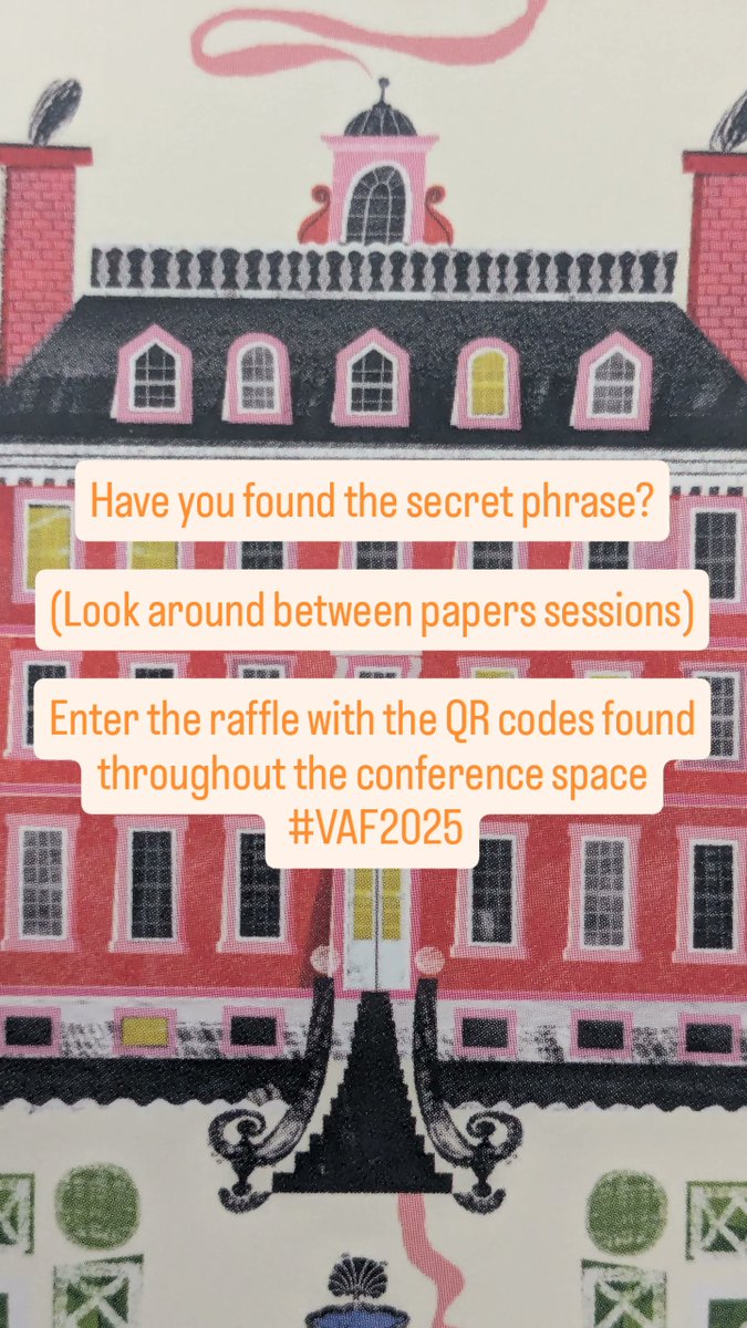 Have you found the secret phrase?

Take a look around between paper sessions today. Enter the raffle with the QR codes found throughout the conference space. # VAF2025