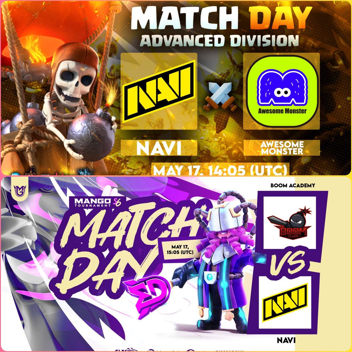 🟣 LIVEEEEEEEEE!

Doblete con NAVI para el Día de Hoy! 🥳

🏆 PCL - Semana 3
✅ NAVI 🆚 Awesome Monster

🏆 Mango Tournament - SS 2-0
✅ NAVI 🆚 Boom Academy

TODO el MUNDO para DENTRO! ❤

📺 twitch.tv/style_coc