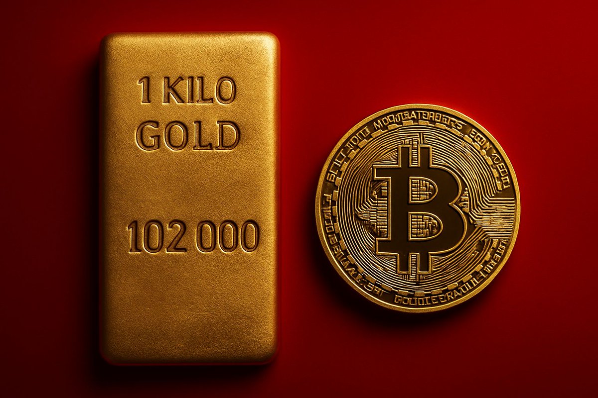 1KG OF GOLD = 1 BTC — BOTH NOW WORTH $102K Bitcoin has officially matched  the value of 1 kilogram of gold, with both assets now trading around  $102,000. The psychological milestone
