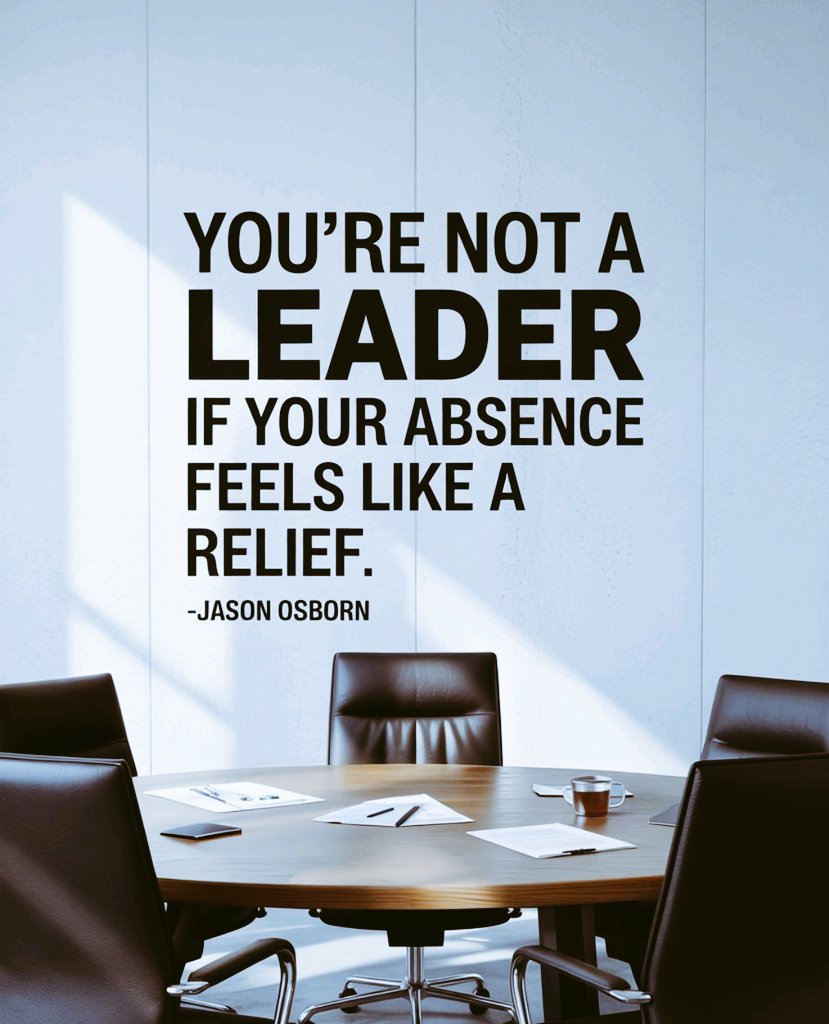 Are you a LEADER? Is your absence a sigh of relief to your employees? If you aren't leading, you are managing fear. 

Jason wrote it all here; linkedin.com/posts/jasonaos…