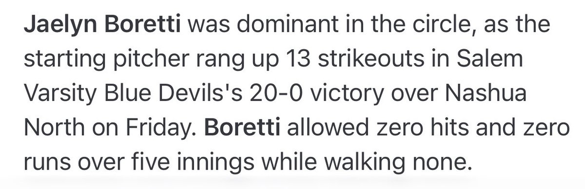 Congratulations to Jaelyn Boretti for a great game on Friday!!