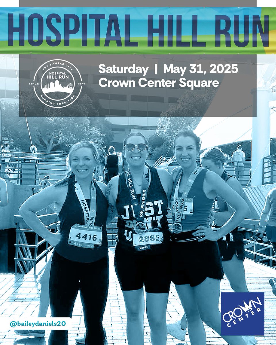 Crown Center (@crowncenter) on Twitter photo Two weeks 'til the starting line! 🏁 The <a href="/HospitalHillRun/">Hospital Hill Run</a>, a beloved Kansas City tradition, is heading back to Crown Center Square on Saturday, May 31st!
Choose your distance – half marathon, 10K, or 5K!
Sign up today and embrace the challenge: bit.ly/4jzaUcI Two weeks 'til the starting line! 🏁 The <a href="/HospitalHillRun/">Hospital Hill Run</a>, a beloved Kansas City tradition, is heading back to Crown Center Square on Saturday, May 31st!
Choose your distance – half marathon, 10K, or 5K!
Sign up today and embrace the challenge: bit.ly/4jzaUcI