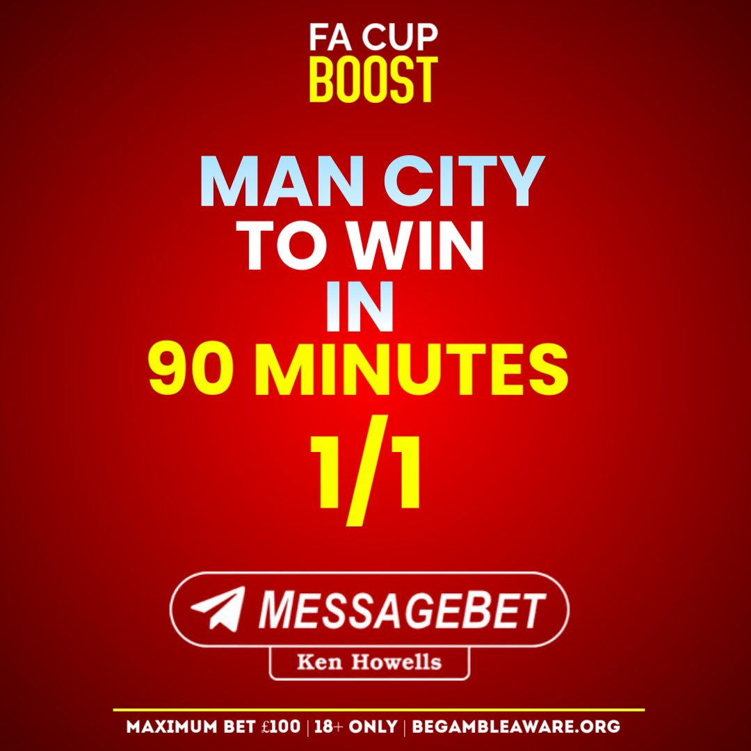 KenHowells_'s tweet photo. FLASH BOOST 🚨
We are the best price in the business for Man City to beat Palace in 90 minutes at 1/1! ⚡️
Sign up and bet here: https://t.co/hx0KwmNecC
#MCFC | #Football | #FACup | #FootballBetting | #FlashBoost https://t.co/z19j9BSnkn