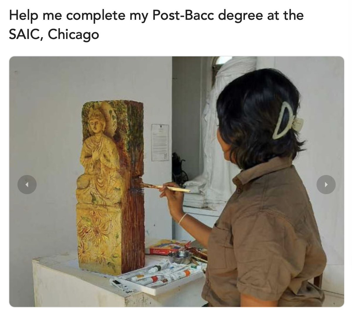 Fundraiser: 

Help me complete my Post-Bacc degree at the SAIC, Chicago

Hello, I am Rohini Namdeo Bhadarge. I am Ambedkarite Buddhist fine artist having just completed my master’s degree at JJ School of Art.

Read more - milaap.org/fundraisers/su…