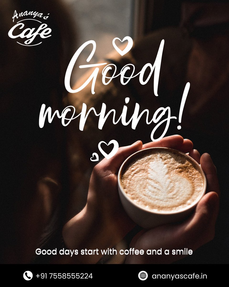 ananyascafe's tweet photo. ☕✨ Good Morning, Coffee Lovers!
Start your day with a cup full of warmth and a heart full of smiles at Ananya’s Café.
Because every good day begins with good coffee ❤️
📍 Visit us or order now!
📞 +91 7558555224 | 🌐 https://t.co/hE3hyZjtg8
#AnanyasCafe #GoodMorningVibes https://t.co/VhjKpmlCPm