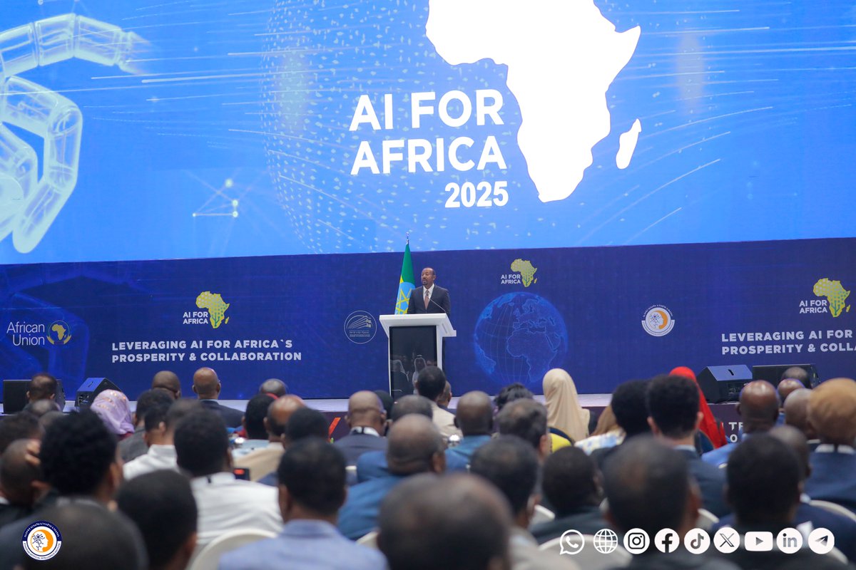 EthiopianAII's tweet photo. "Technology without inclusion is a complexity without purpose.”
— H.E. PM Abiy Ahmed (Ph.D.)
In his powerful opening remarks on Day 2 of #ETEX2025, H.E. PM Abiy Ahmed (Ph.D.) emphasized that #AI is no longer a distant dream—it is a transformative force reshaping every sector. https://t.co/uvzxwrfjqi