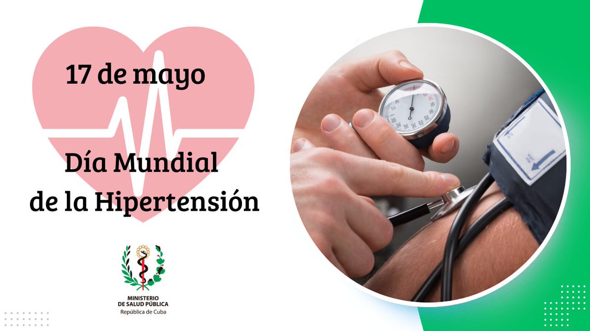 MINSAPCuba's tweet photo. ⚕️Día Mundial de la Hipertensión Arterial, una jornada dedicada a la concienciación sobre esta enfermedad silenciosa que afecta a millones de personas.
🇨🇺En Cuba el 37,3% de la población adulta (3,1 millones de personas) presenta hipertensión arterial.
 ✍️https://t.co/G43NPRY6Vu https://t.co/8Q4XHYBWY9