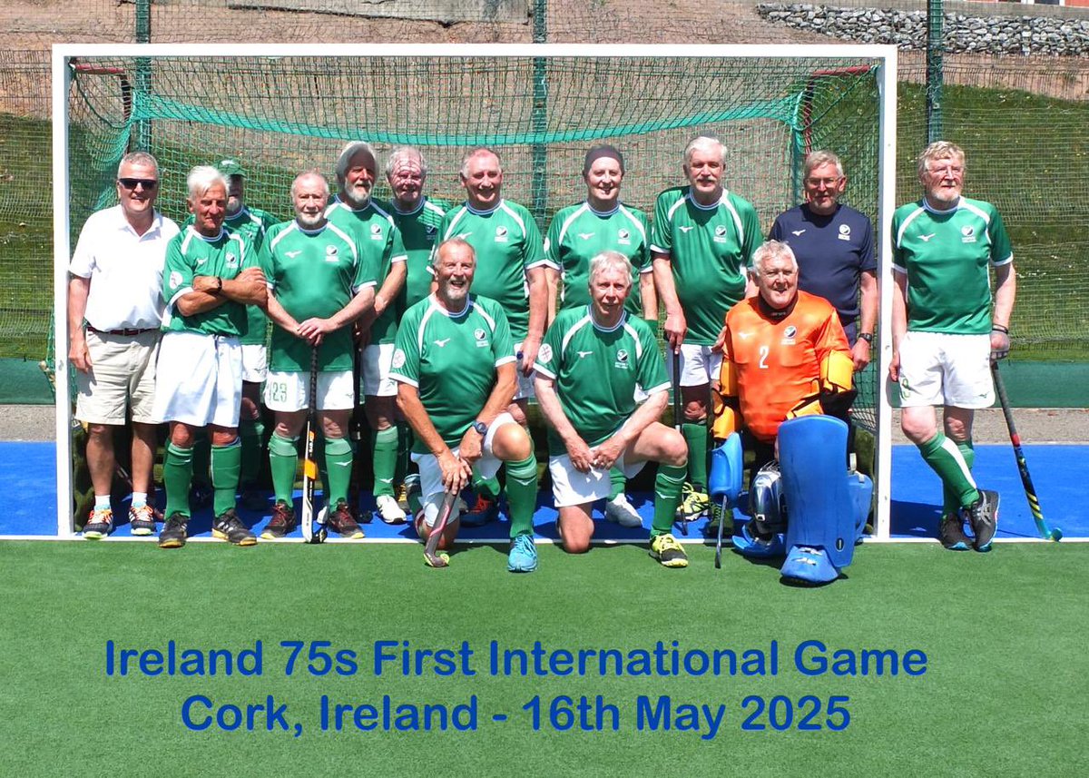 YM’s resident octogenarian Robin “Puff” Powderly lining out for Ireland for their Over 75s 1st ever match at 4 Nations in Cork yesterday (May 16)