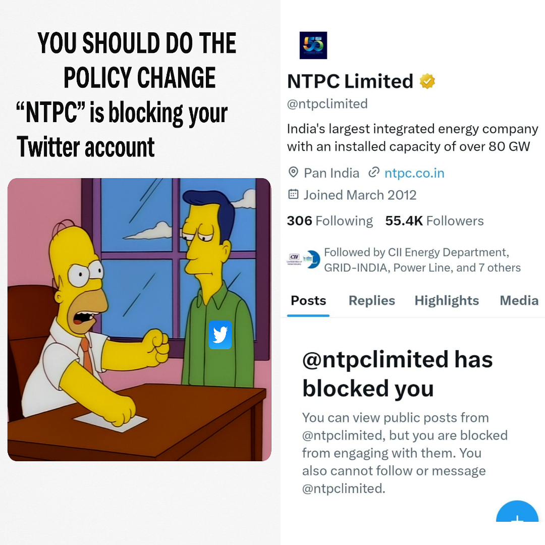 ExecutiveN54154's tweet photo. When we ask for a fair promotion policy, they respond by blocking our voices online.
This isn't reform—this is suppression.
We won't be silenced.
We demand a rollback of unfair CPC-2025 changes!
#NTPCUnfairPolicy #RollbackCPC2025 #SaveYoungEngineers #VoiceOfEngineers https://t.co/JzTGtzcyJF