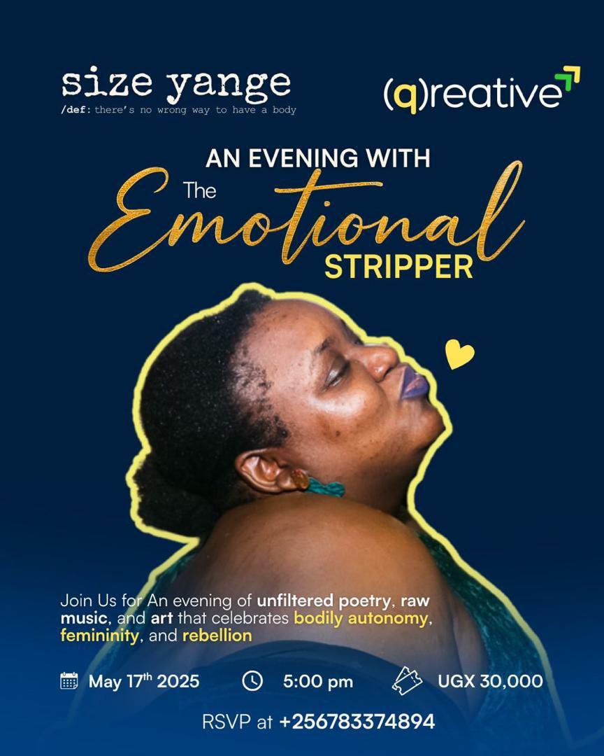 Tonight.
An Evening with Emotional Stripper a bold celebration of bodily autonomy, femininity, and rebellion. Join us for unfiltered poetry, raw music, and immersive art that dares to feel deeply and speak freely. 

Register forms.gle/Rhq4k5ryHtJvvD… to attend.

<a href="/SamasaAine/">#SIZEYANGE</a>