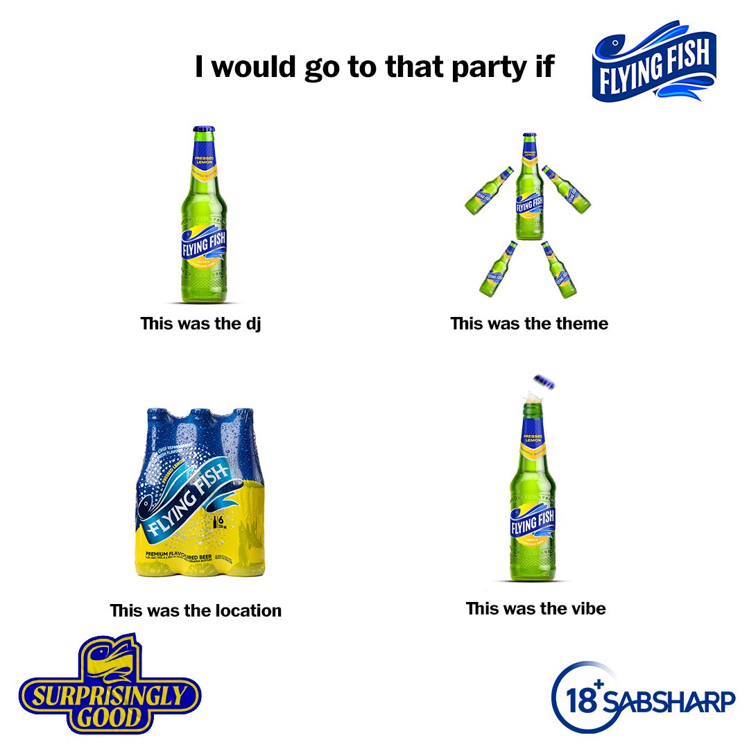 FlyingFishSA's tweet photo. There are a thousand reasons why there’s no party like a Flying Fish party.

QT #SurprisinglyGood, tag a friend and a 6 pack of flavour might just slide into your DMs to start your weekend 🍻💚 https://t.co/4PmsnmIN5u