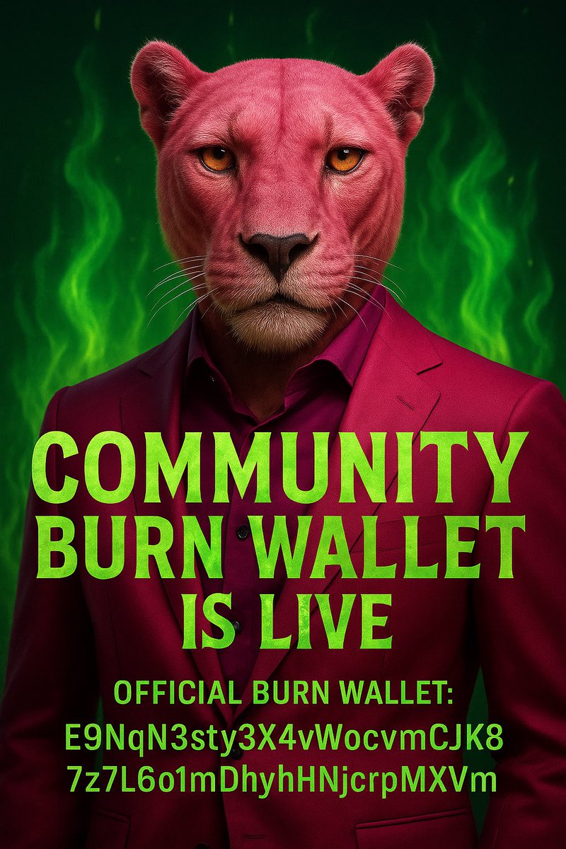 FRIDAY BURN 🔥 — COMMUNITY WALLET IS NOW LIVE
We’re giving YOU the power to help torch the supply.
Drop $PINK into the official burn wallet and watch it vanish this Friday.
Every token sent = gone forever.

The team will match the fire with another
🔥 25,000,000 $PINK BURN 🔥