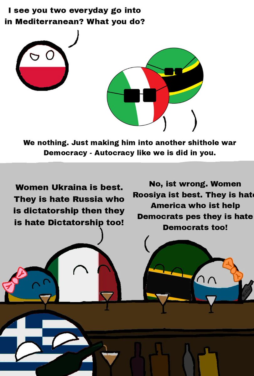 valaneymapper's tweet photo. Italy and Valaney's secret
Countryballs ( Italy , Greece , Russia , Valaney , Ukraine , Poland )
#countryballs #Russia #Valaney #Italy #Greece #Ukraine #Poland #meme https://t.co/4koJDXn6I5