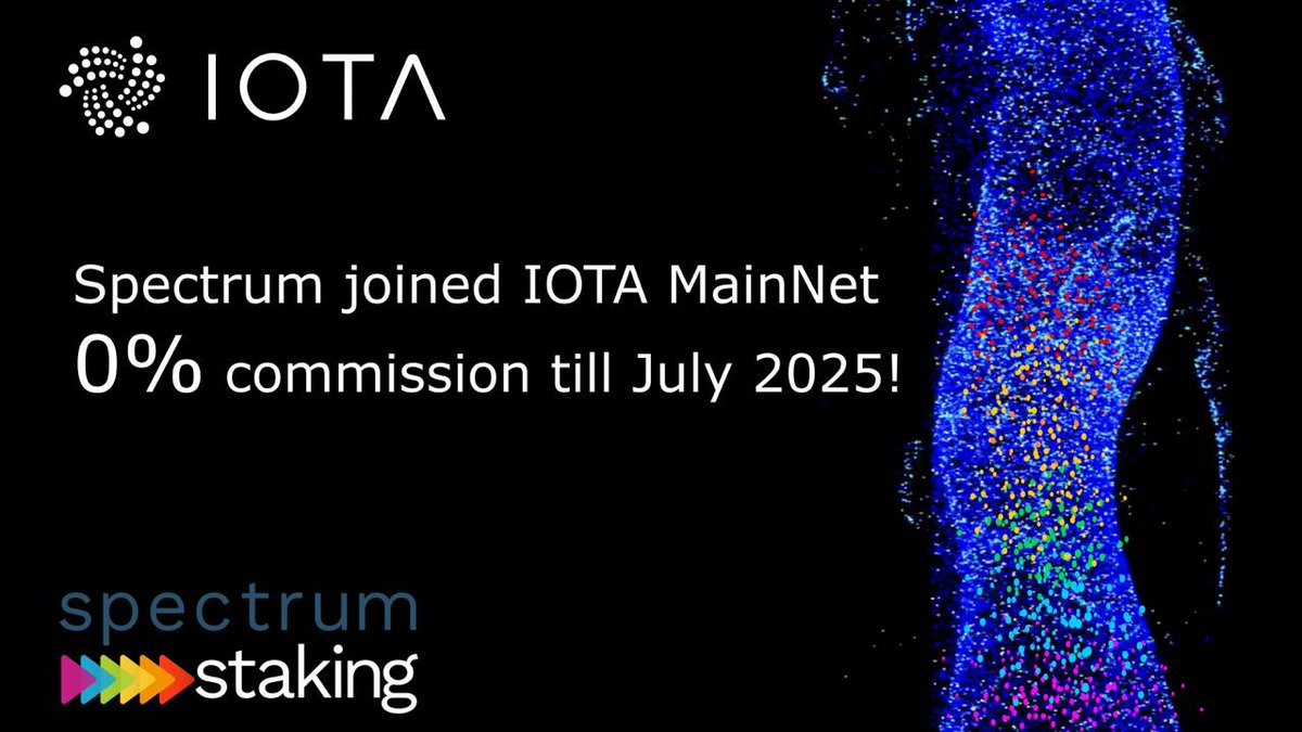 SpectrumStaking's tweet photo. We are excited to announce that we joined @iota Rebased MainNet!
Enjoy our promotional 0% commission till July 2025!
Validator link: https://t.co/dYppyZBZ6X https://t.co/Y0RUSZtEYT