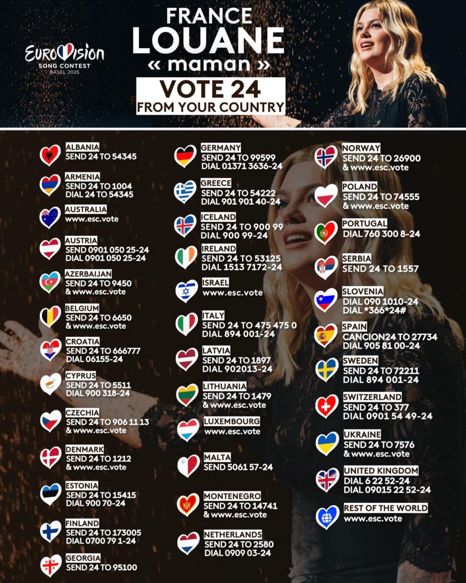 EuroQuotidien's tweet image. 🇫🇷 Amis européens, français établis à l’étranger, à toutes et tous. Le Jour J de Louane est enfin arrivé. Aidez notre représentante à faire de son rêve une réalité, votez pour la France à l’#eurovision2025 ! 

#eurovision #esc2025 #unitedbymusic #france #louane