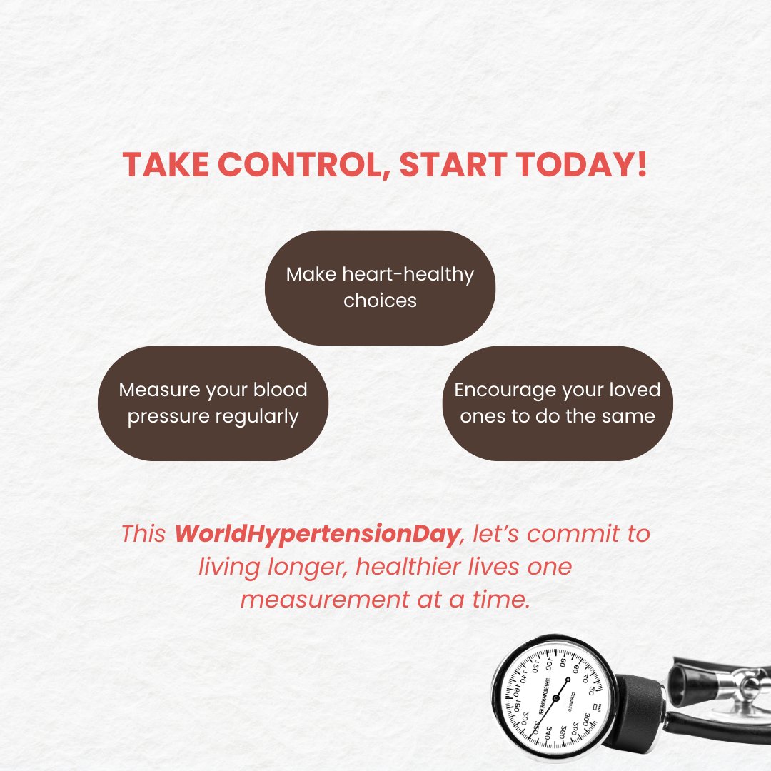 Hypertension is rising fast, and 40% don’t even know their BP numbers. This #WorldHypertensionDay, start small:
- Check your BP
- Move daily
- Eat smart
- Breathe easy
#MeasureControlLive #KnowYourNumbers #HeartHealth