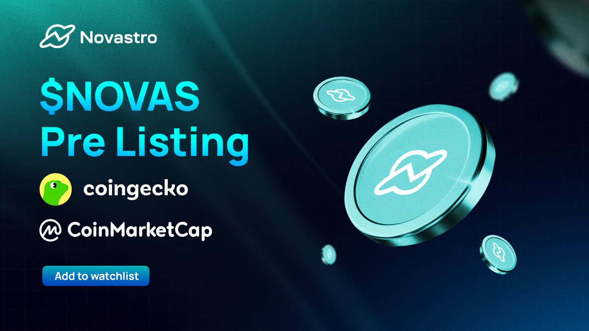 $NOVAS yappers, we’re Pre-listed on <a href="/CoinMarketCap/">CoinMarketCap</a>  and <a href="/coingecko/">CoinGecko</a>.

You can now view details, track the pre-listing page, and follow our progress.

Add $NOVAS to your watchlist:
coinmarketcap.com/currencies/nov…
coingecko.com/en/coins/novas