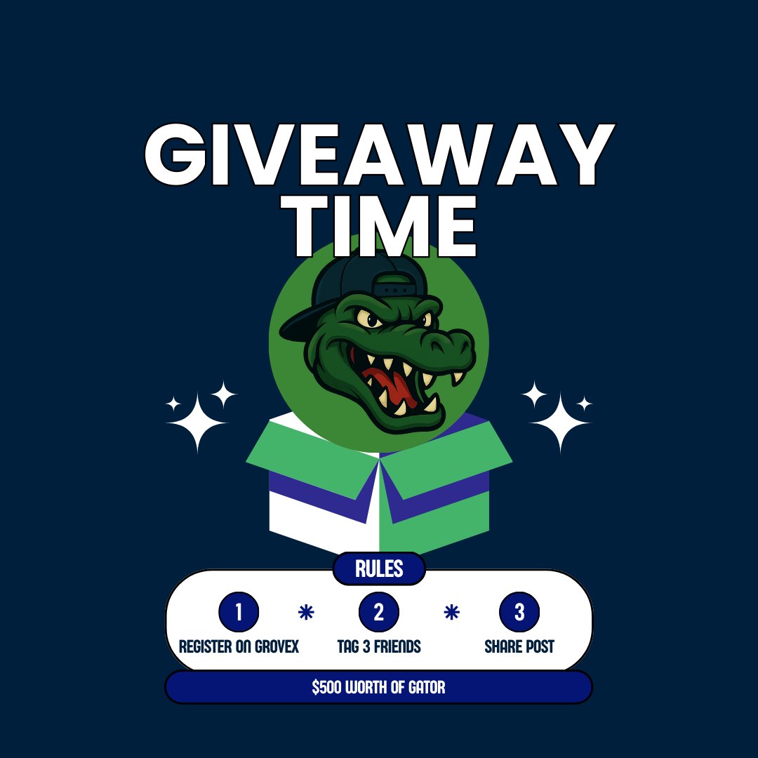 GroveX (@grovexchange) on Twitter photo GATOR GIVEAWAY!
To celebrate the $GATOR launch and show love to the #ADA + #Cardano community, weโre giving away $500 in #GATOR tokens! ๐ฅ
How to Enter:
1๏ธโฃ Follow <a href="/GroveXchange/">GroveX</a>
2๏ธโฃ Like + RT this post
3๏ธโฃ Tag 3 friends in the comments
4๏ธโฃ Drop the last 3 digits of your GroveX UID GATOR GIVEAWAY!
To celebrate the $GATOR launch and show love to the #ADA + #Cardano community, weโre giving away $500 in #GATOR tokens! ๐ฅ
How to Enter:
1๏ธโฃ Follow <a href="/GroveXchange/">GroveX</a>
2๏ธโฃ Like + RT this post
3๏ธโฃ Tag 3 friends in the comments
4๏ธโฃ Drop the last 3 digits of your GroveX UID