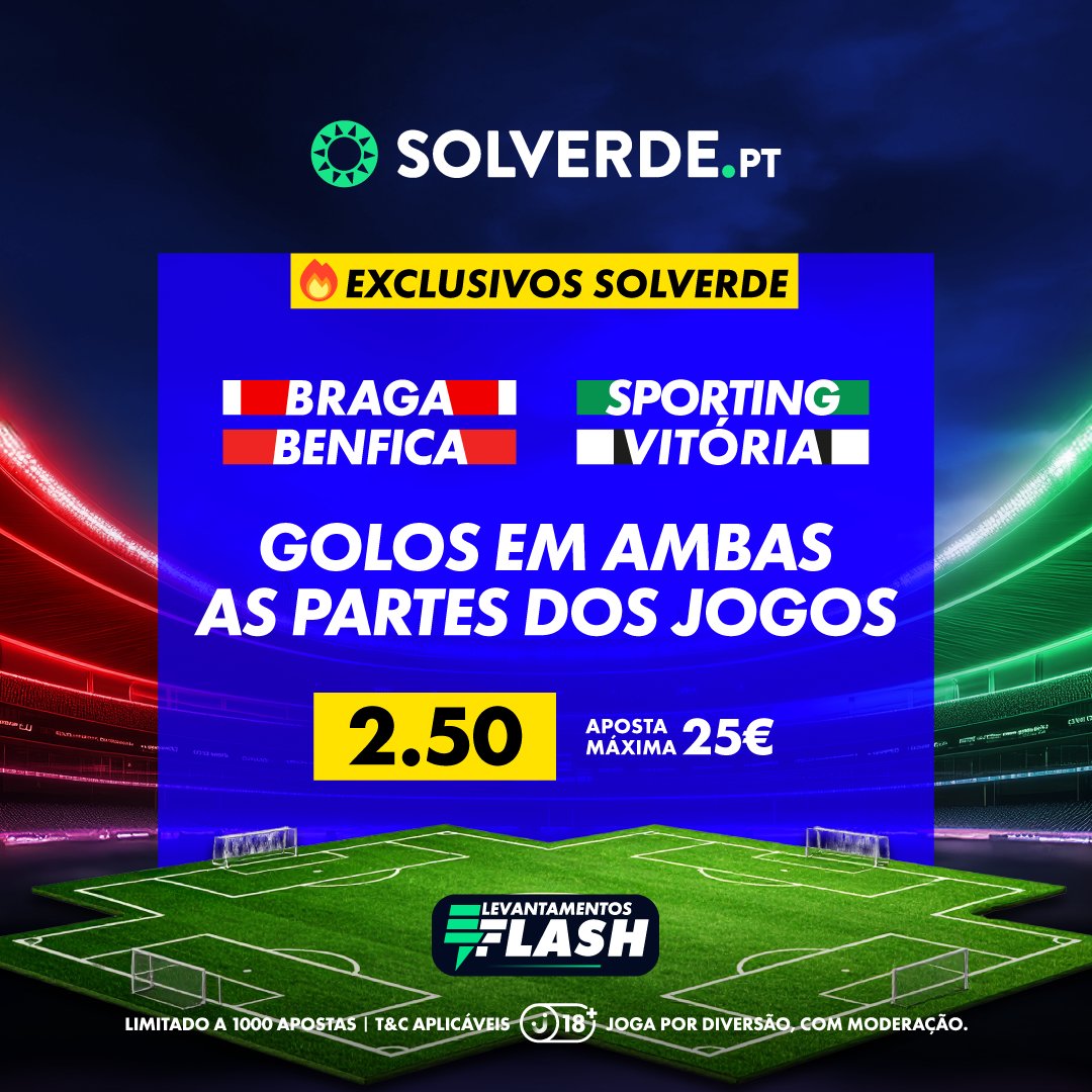 Se este exclusivo bater damos 10€ em Free Bets a 10 pessoas que derem RT.

Têm de estar a seguir-nos.