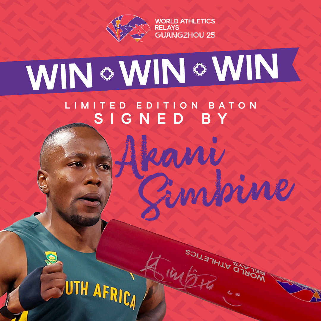 World Athletics (@worldathletics) on Twitter photo A baton signed by the fastest man at the #WorldRelays ๐ฅ
Win a limited edition baton including <a href="/AkaniSimbine/">Akani Simbine</a>'s signature here ๐ bit.ly/4iQ8yEU A baton signed by the fastest man at the #WorldRelays ๐ฅ
Win a limited edition baton including <a href="/AkaniSimbine/">Akani Simbine</a>'s signature here ๐ bit.ly/4iQ8yEU