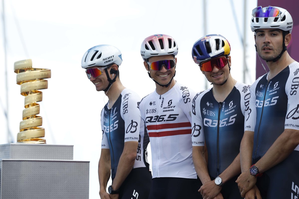 Q36.5 Pro Cycling Team (@q36_5procycling) on Twitter photo 🇮🇹 #Giroditalia
30 minutes to the start of stage 8 from Giulianova to Castelraimondo. It's 197 kilometers with close to 4,000 meters of elevation. 
We spot three smiles on the start podium and one sprinter..... Good luck to all! 
#racesharp 🇮🇹 #Giroditalia
30 minutes to the start of stage 8 from Giulianova to Castelraimondo. It's 197 kilometers with close to 4,000 meters of elevation. 
We spot three smiles on the start podium and one sprinter..... Good luck to all! 
#racesharp