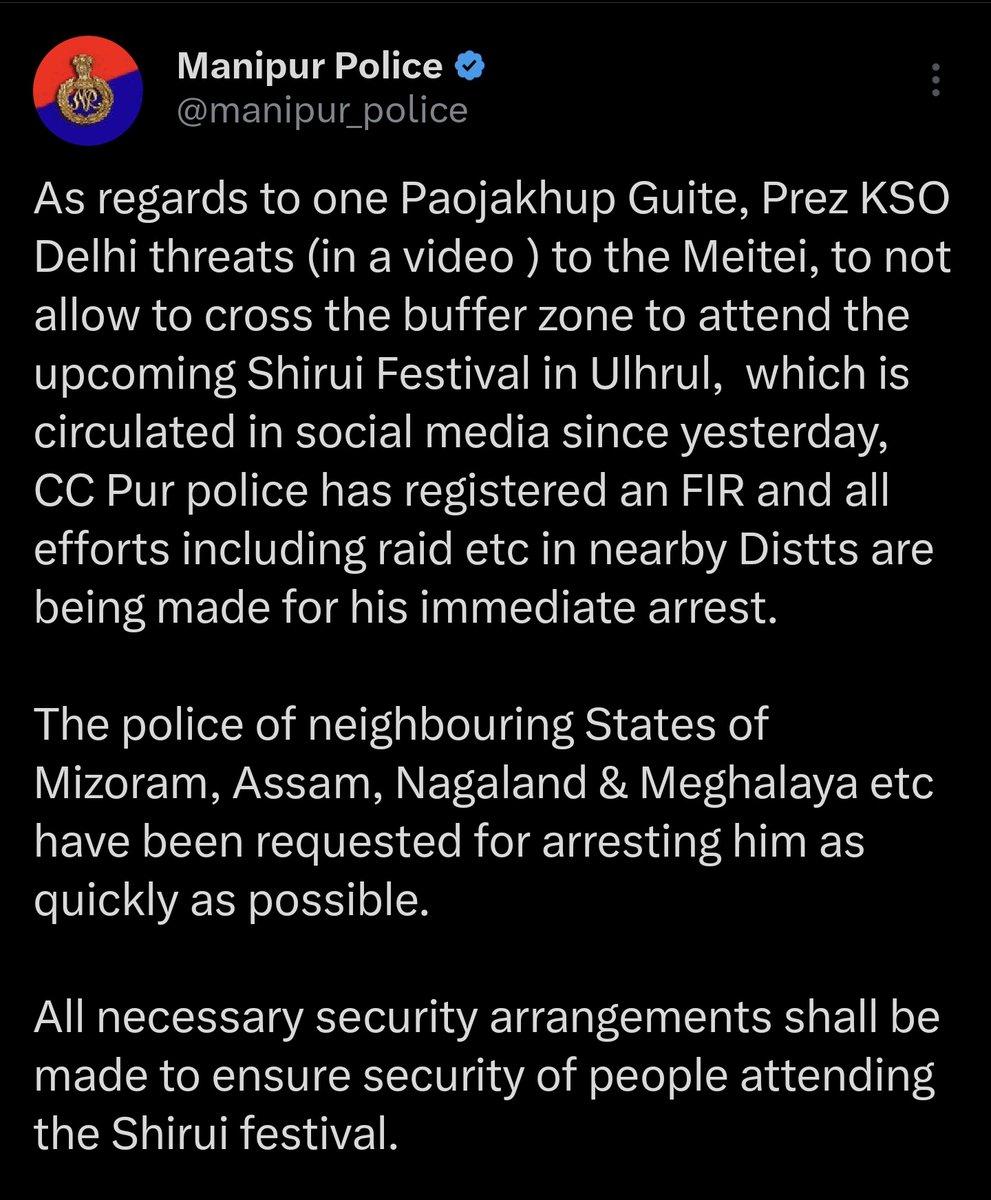 bonwyswyg's tweet photo. Alert Alert 🚨🚨🚨 
@aizawlpolice 

He might cross Manipur border ,enter Mizoram.

The culprit , Paojakhup Guite needs to be arrested asap.

@manipur_police @RajBhavManipur @ANI @ndtv @debanishachom https://t.co/IRa4za6kAx
